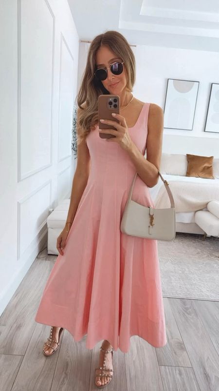 Summer outfit Ideas from @saks that I am loving! 🩷
Beautiful and feminine pink dress. Perfect for going out to a wedding.
Everything runs true to size and I am wearing a size small. 

#LTKStyleTip #LTKOver40 #LTKParties