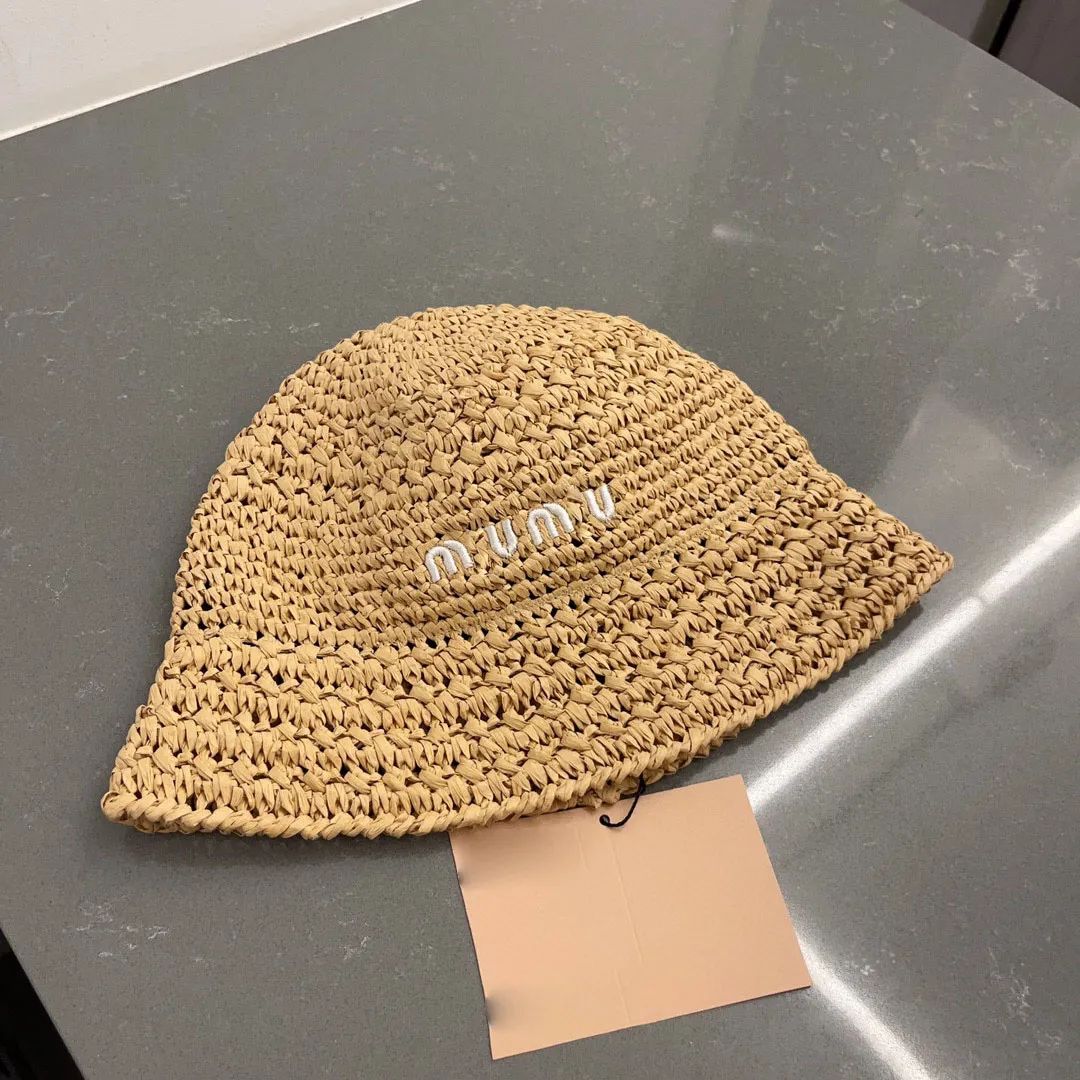 Spring/Summer Designer Bucket Hat Handmade Woven Straw Hat Travel Leisure Breathable Letter Embro... | DHGate