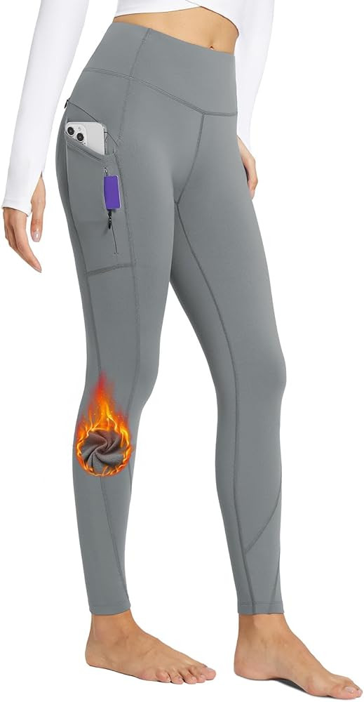 BALEAF Women's Fleece Lined Leggings Thermal Warm Winter Tights High Waisted Yoga Pants Cold Gear... | Amazon (US)