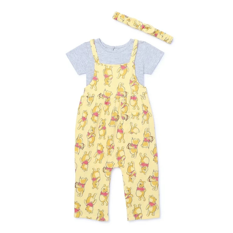 Winnie the Pooh Baby Girls Romper Set, 3-Piece, Sizes 0/3M-24M | Walmart (US)