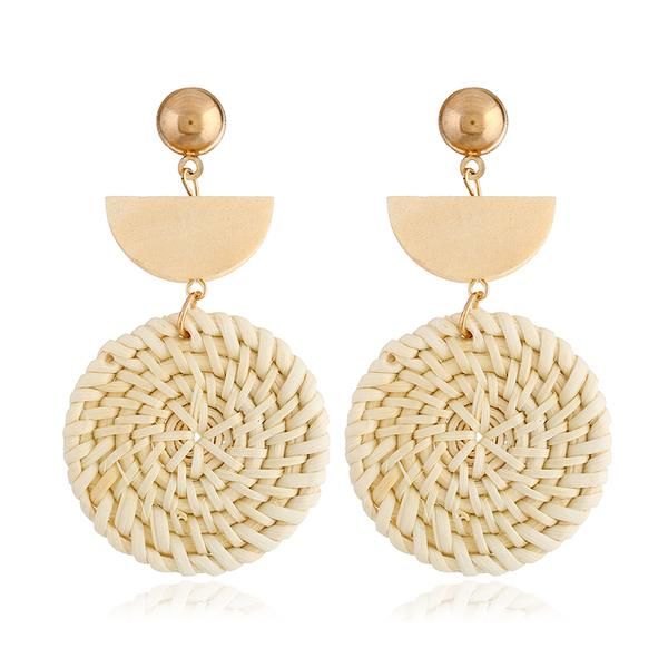 Earrings for Women- Organic Wooden Straw Weave Rattan Earrings -Drop Dangle Earrings | Walmart (US)