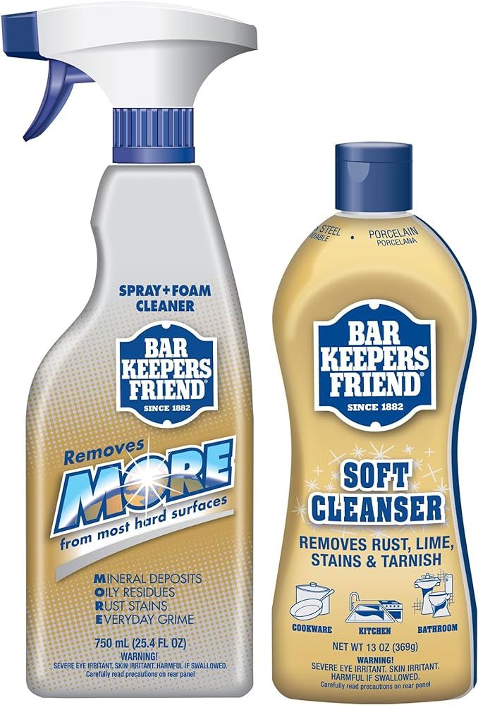 Bar Keepers Friend Soft Cleanser (13 oz) and MORE Spray + Foam (25.4 oz) Multipurpose Cleaner Bun... | Amazon (US)