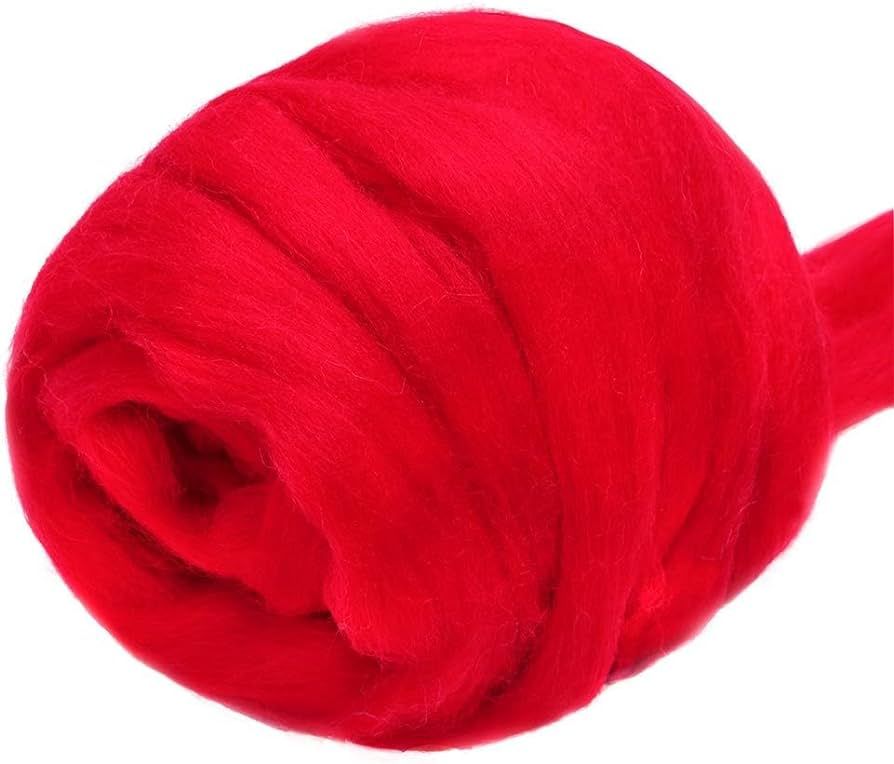 3.53oz Wool Roving Yarn, Fiber Roving Wool Top, Wool Felting Supplies, Pure Wool, Chunky Yarn, Sp... | Amazon (US)
