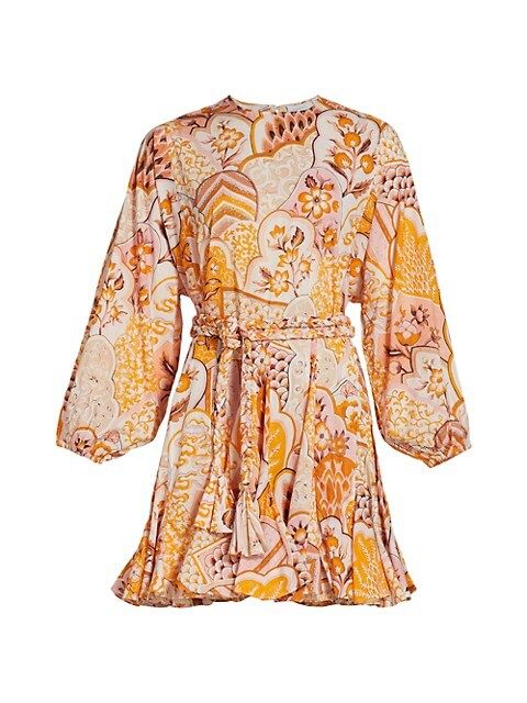 Ella Patchwork Floral Puff-Sleeve A-Line Dress | Saks Fifth Avenue