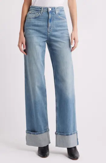 Getty High Waist Cuffed Wide Leg Jeans | Nordstrom