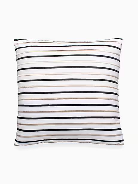 Kate Spade Embroidered Stripe Decorative Pillow, White/Black | Kate Spade (US)