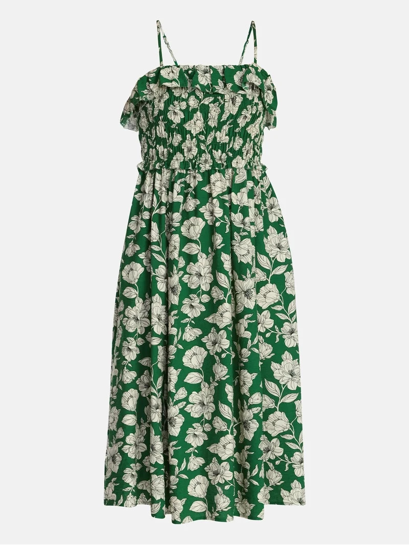 Time and Tru Women's Sleeveless Smocked Midi Dress, Sizes XS-XXXL - Walmart.com | Walmart (US)