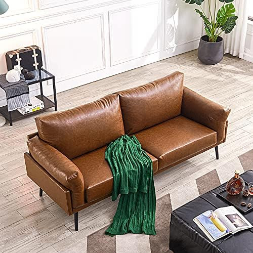 Vonanda Faux Leather Sofa Couch, Mid-Century Handmade with 74 inch Living Room Couch with Eucalyp... | Amazon (US)