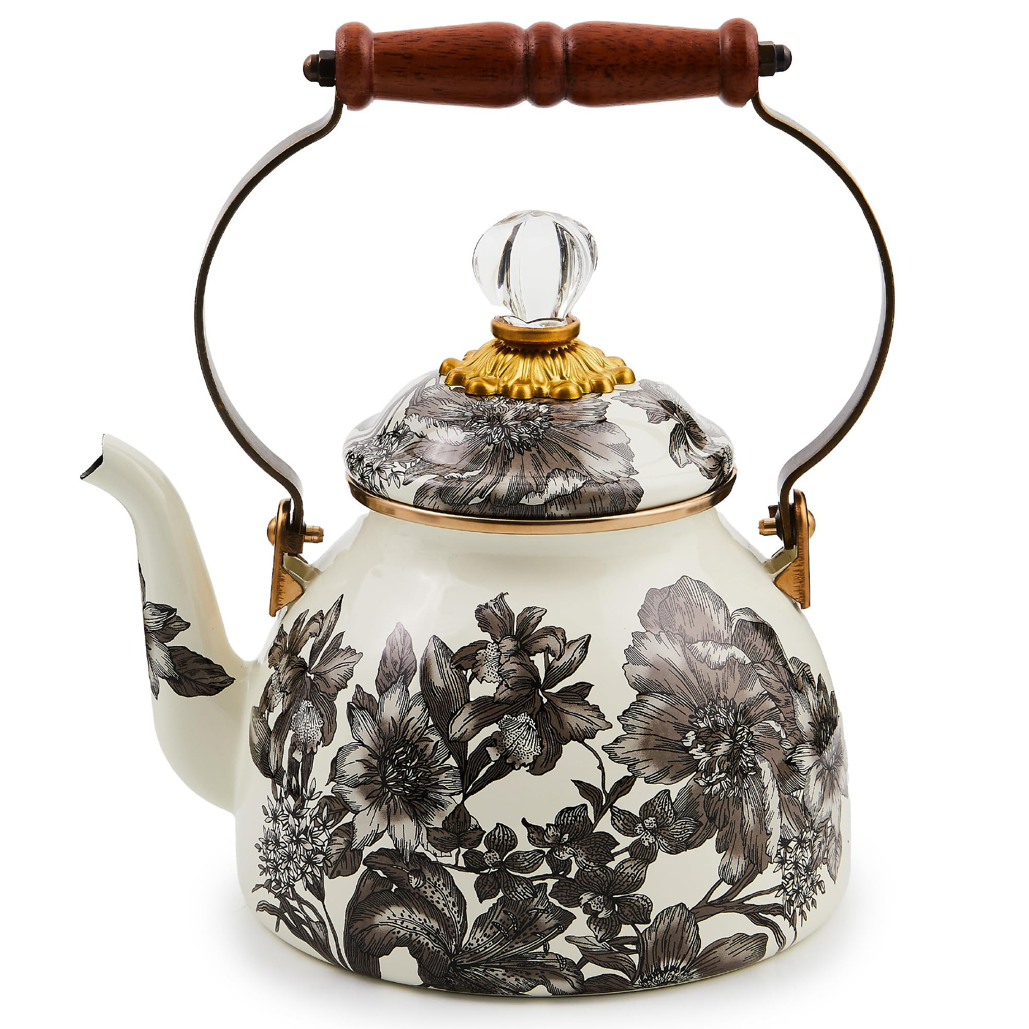 MACKENZIE-CHILDS 2-Quart Enamel Tea Kettle, Cute Tea Kettle for Stovetop, Sterling English Garden | Amazon (US)