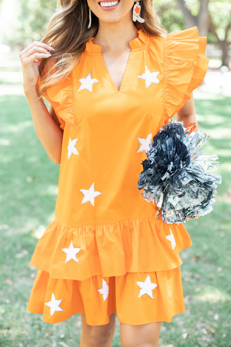 Cecilia Dress- Orange/White | Avara