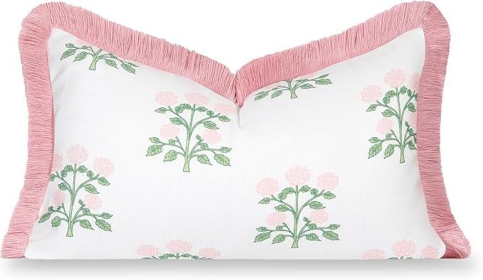Hofdeco Premium Grandmillennial Patio Indoor Outdoor Lumbar Pillow Cover Only, 12"x20" Water Repe... | Amazon (US)