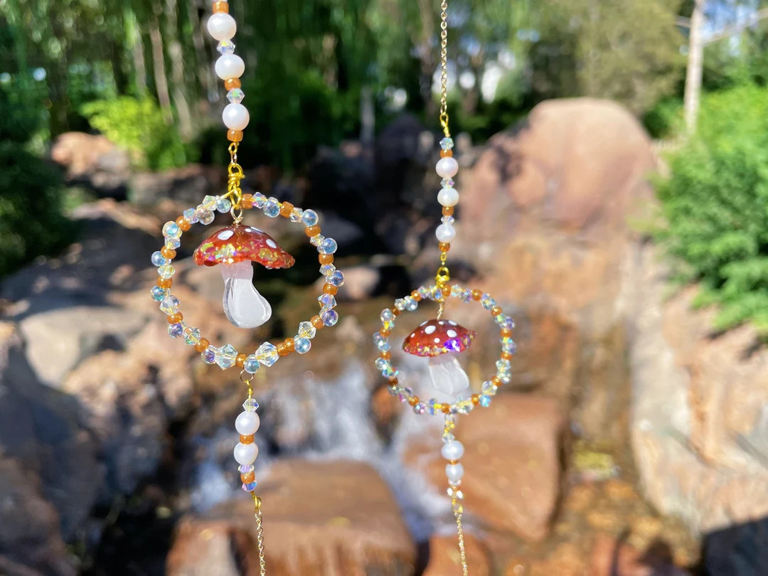 Brown Mushroom Glasses Chain, Fungus Sunglasses Chain, Toadstool Swarovski Crystal Cute Eyeglasse... | Etsy (US)