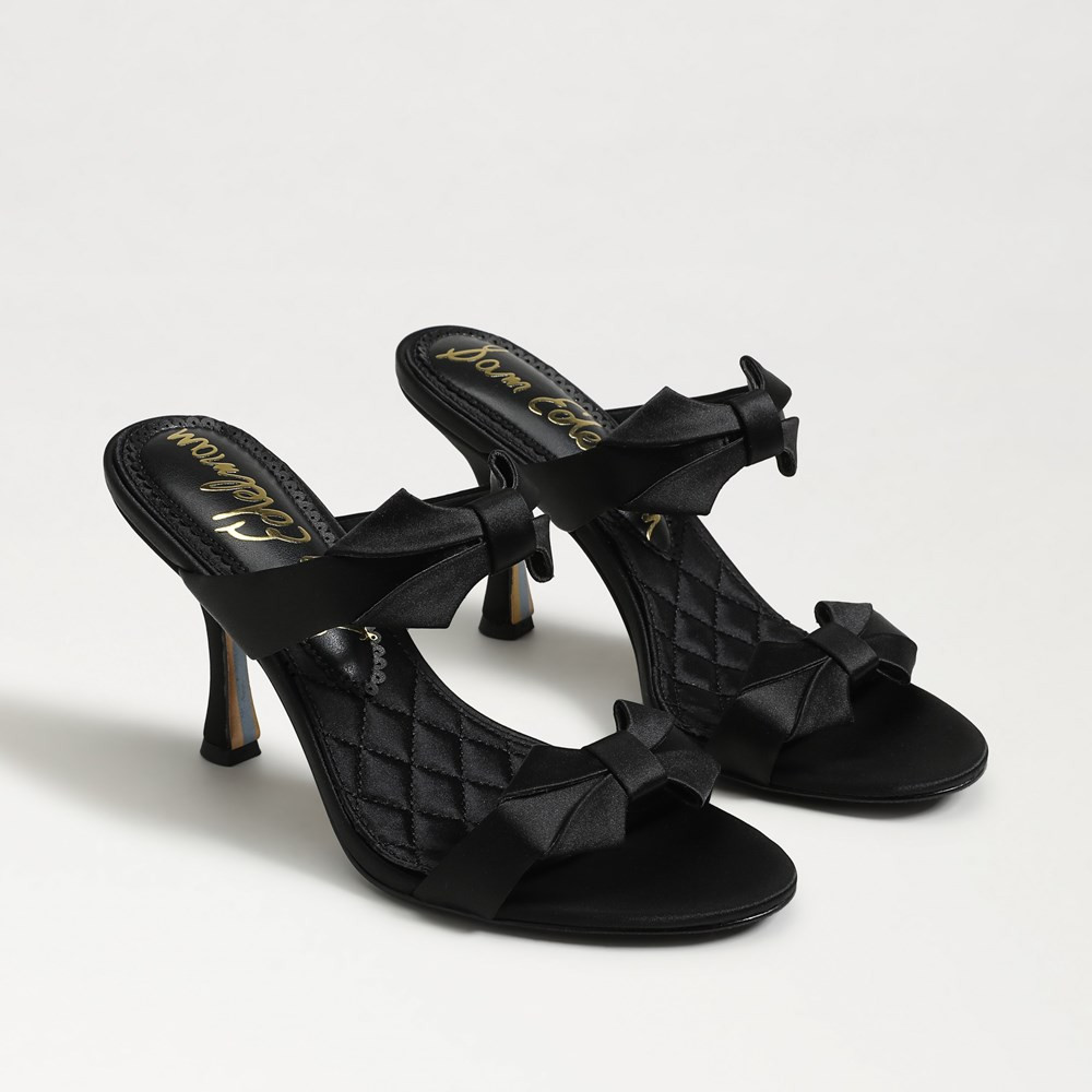 Sam Edelman Jasmine Double Strap Heel Mule Black Satin 7.5 | Sam Edelman CA