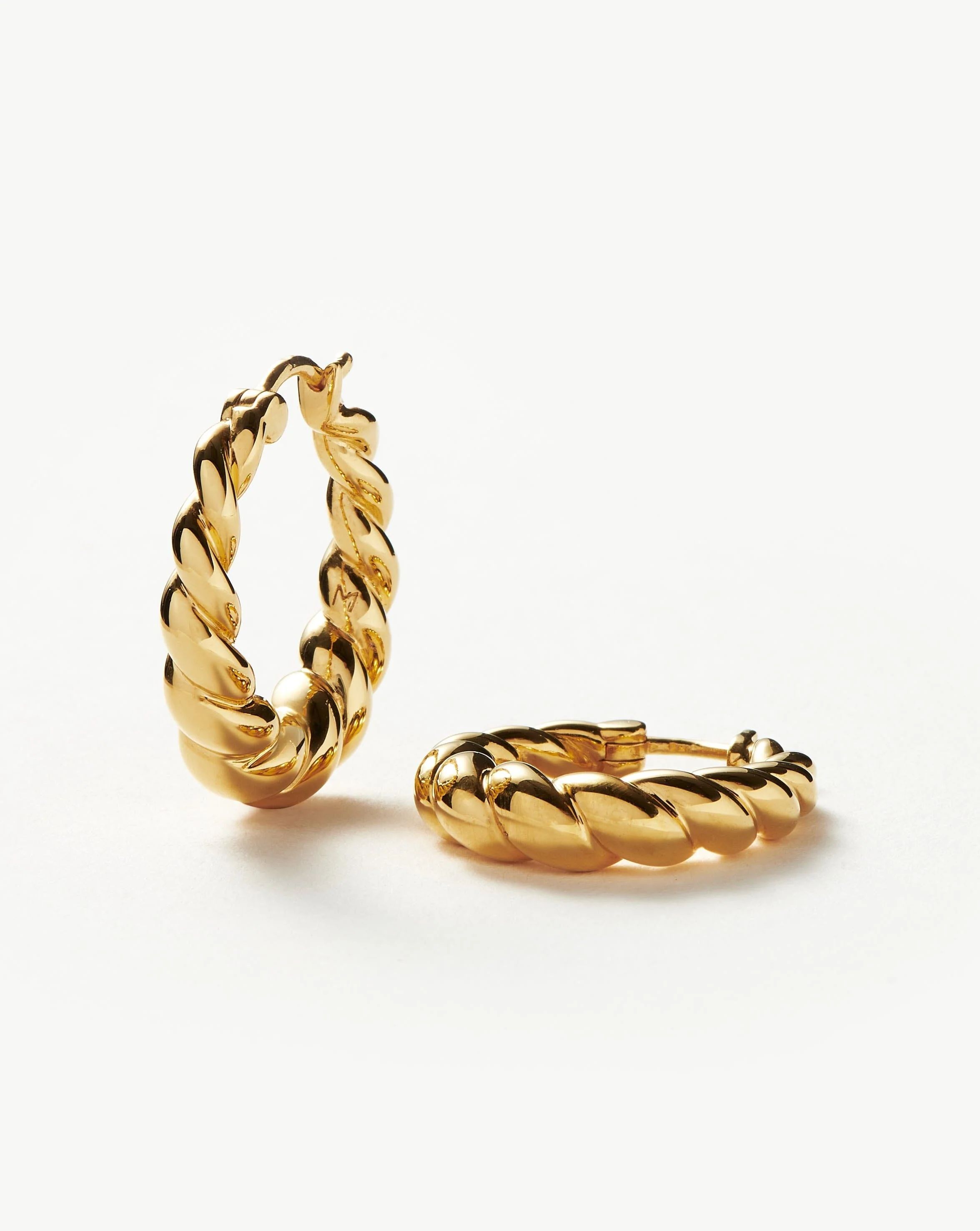 Twisted Tidal Medium Hoop Earrings | 18ct Gold Plated Earrings | Missoma