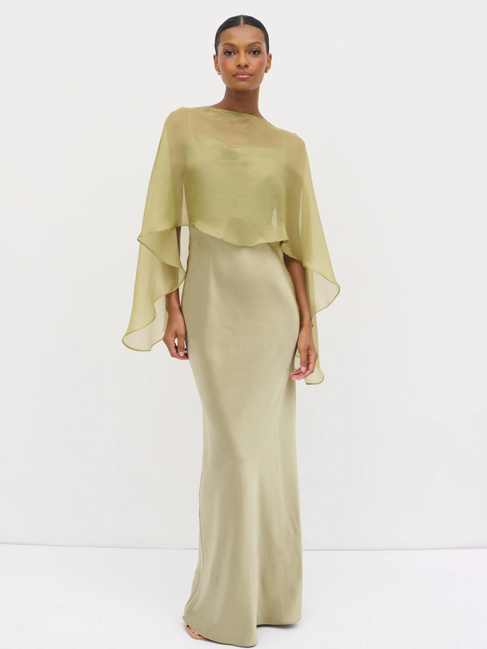 Alaia Organza Cape - Olive | Pretty Lavish (UK)