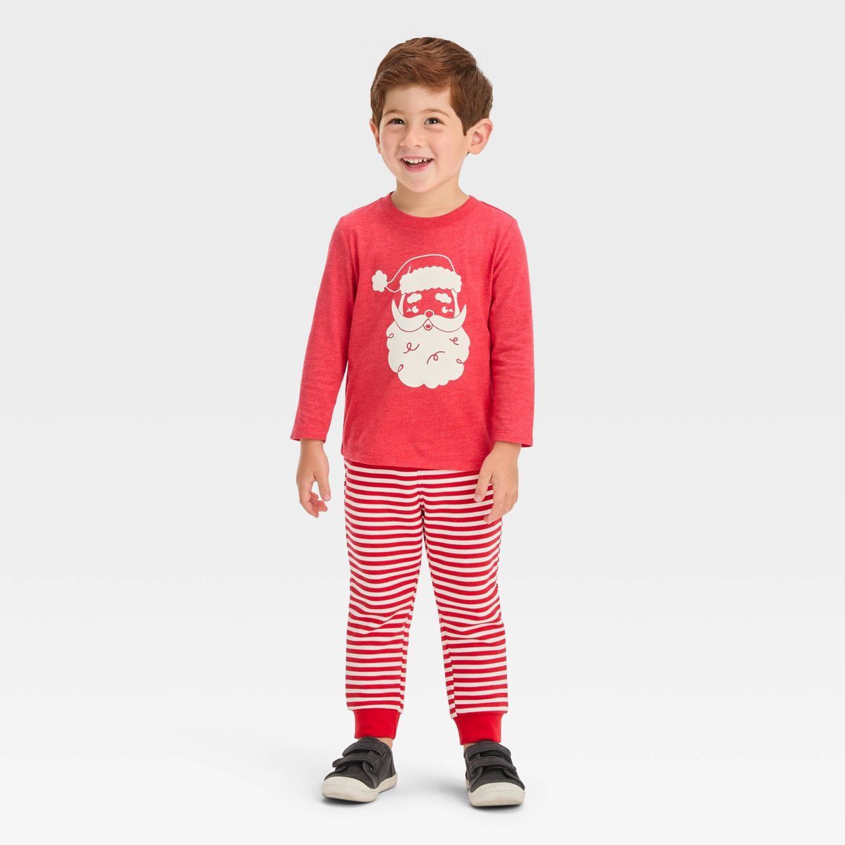 Toddler Boys' 2pc Santa Printed Long Sleeve Graphic T-Shirt and Fleece Jogger Pants Set - Cat & J... | Target