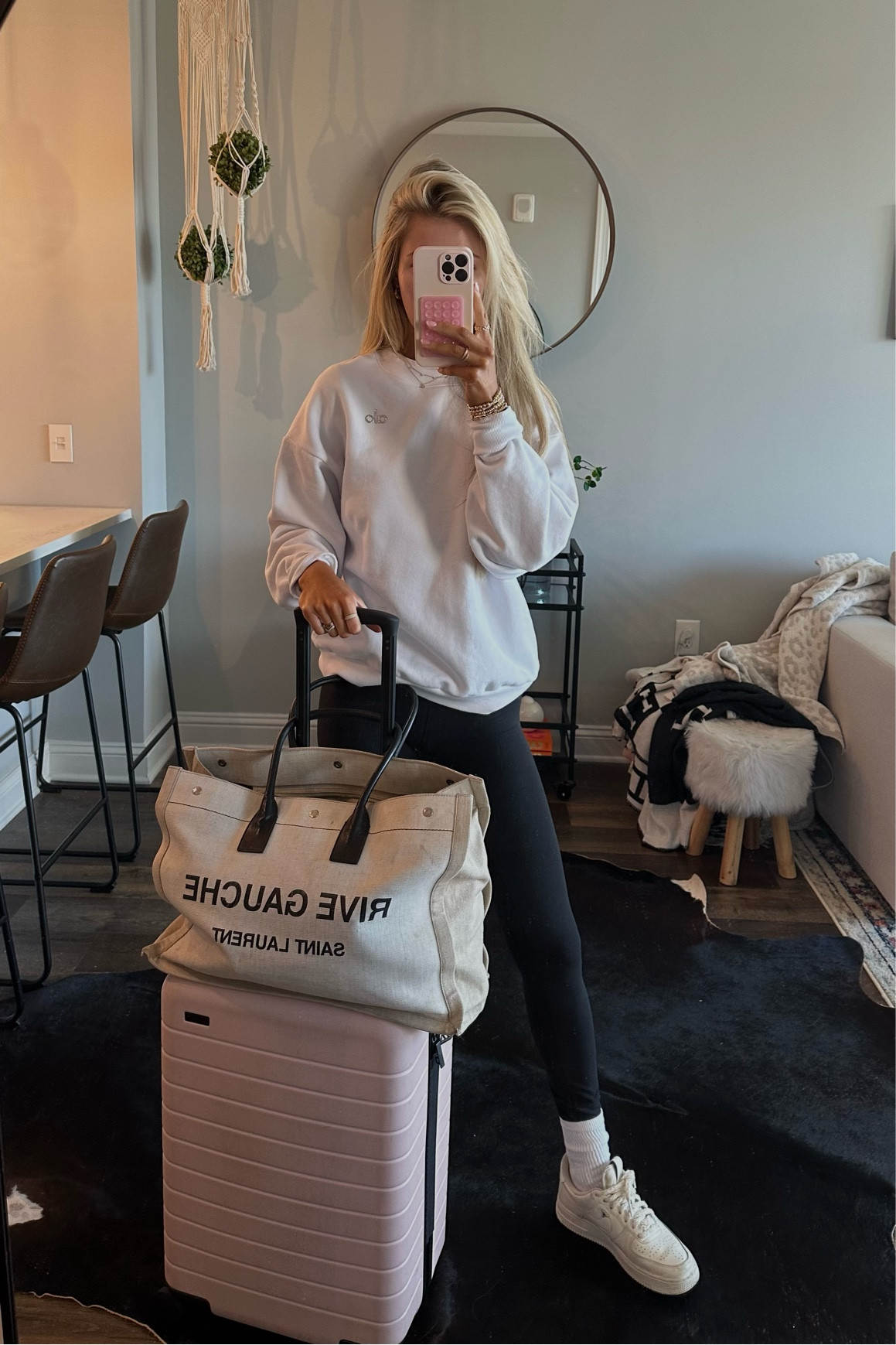 Travel Airport Outfit ✈️

#travel #awaysuitcase #pinkluggage #airportoutfit #yslbag #alo #sweatshirt 

#LTKtravel #LTKfamily #LTKGiftGuide