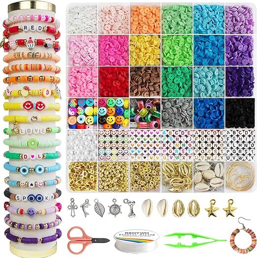 Redtwo 6200 Clay Beads Bracelet Making Kit, Friendship Bracelet Kit Flat Polymer Heishi Beads for... | Amazon (CA)