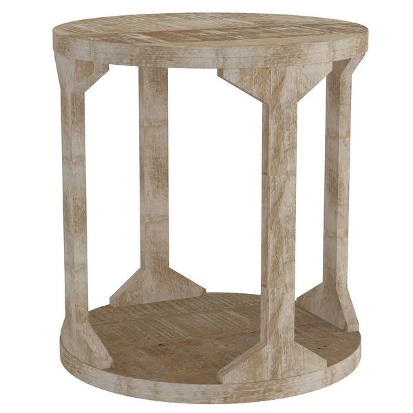 Rustic Modern Solid Wood Accent Table in Distressed Grey - Natural | Bed Bath & Beyond
