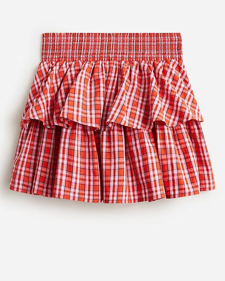 Girls' smocked skirt in tiny tartan | J.Crew US