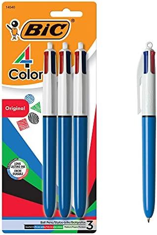 BIC 4-Color Ball Pen, Medium Point (1.0mm), Assorted Ink, 3-Count | Amazon (US)