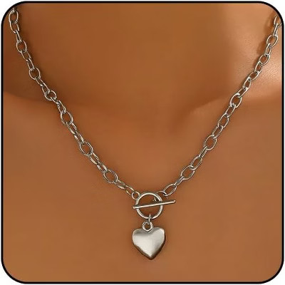 SmallRig Chunky Heart Statement Necklace for Women, Big Puffy Heart with Chunky Chain Style-1 | Target