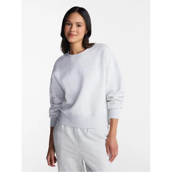 No Boundaries Boxy Fleece Sweatshirt, Midweight, Women's XXS-XXL | Walmart (US)
