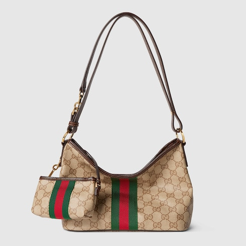 GUCCI Medium Shoulder Bag With Web, Beige, Original GG Fabric | Gucci (US)