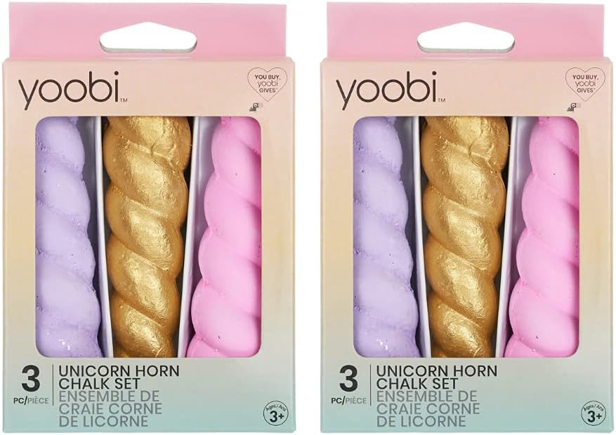 Yoobi Unicorn Sidewalk Chalk for Kids (2 Pack) – Lavender, Gold, Pink Glitter Chalk – Non-Tox... | Amazon (US)