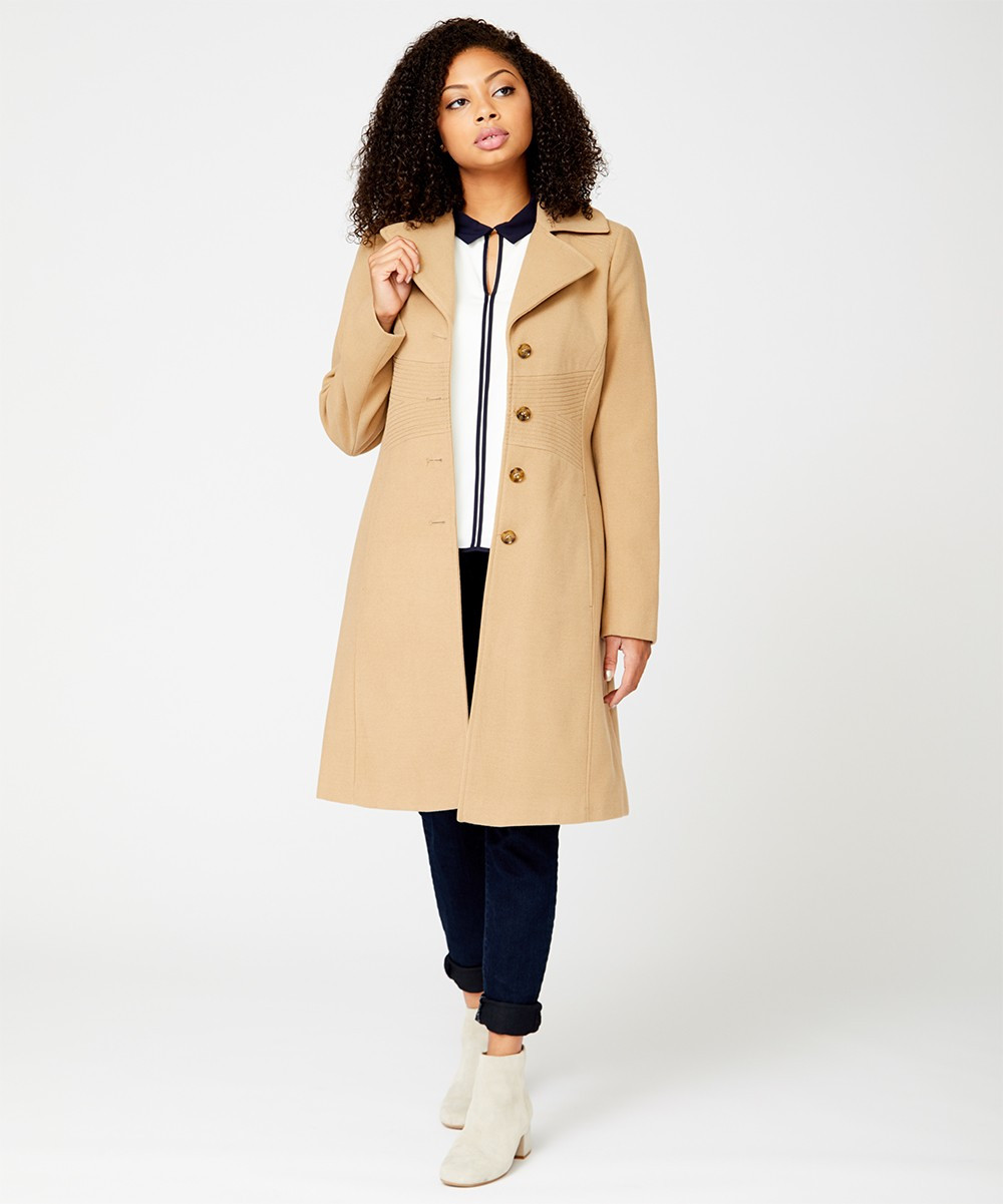 Tommy Hilfiger Women's Car Coats [CAM]CAMEL - Camel Wool-Blend Trench Coat - Women | Zulily