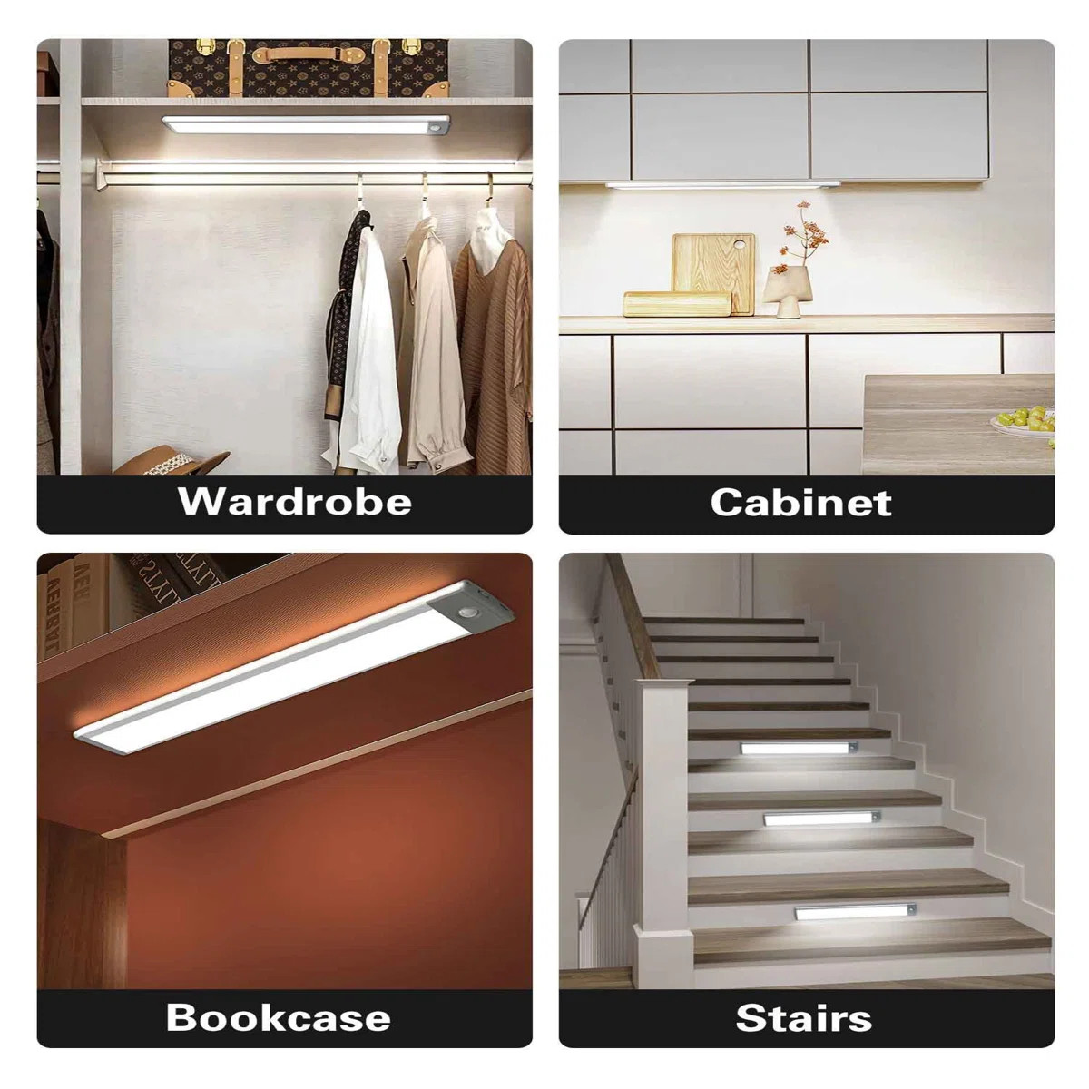14.5Inch Motion Sensor Closet Light, 62LED Wireless Rechargeable Under Cabinet Light (Set of 2) 6... | Wayfair North America