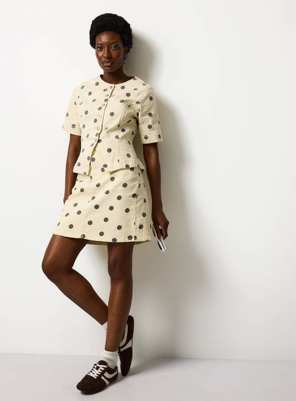 Light Yellow Polka Dot Print Mini Skirt 12 | Tu Clothing