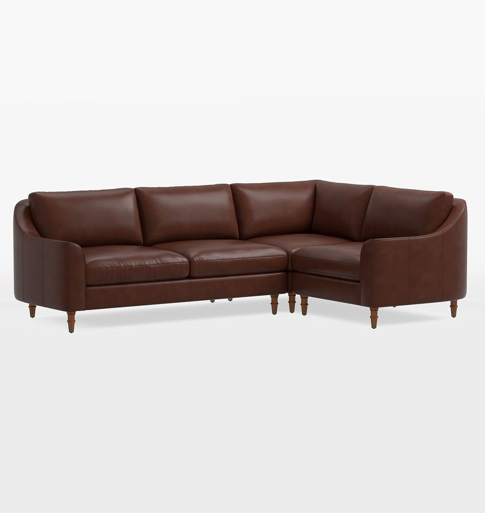 Luisa Leather 3-Piece L-Shape Sectional, Left Arm Sectional - Multi-Cushion - Distressed Pure Leather Molasses | Rejuvenation