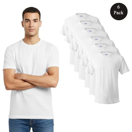 HANES Short Sleeve T-Shirt For Men - S Size | 100% Cotton 6 Pack White Color Crew Neck Tee | Walmart (US)
