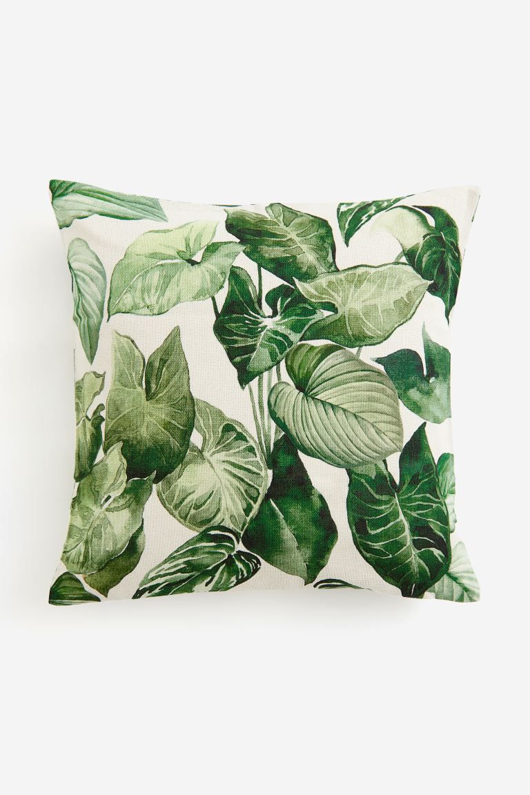 Patterned Cushion Cover - Light beige/leaves - Home All | H&M US | H&M (US + CA)