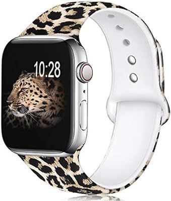 KOLEK Floral Bands Compatible with Apple Watch 38mm 42mm 40mm 44mm, Silicone Fadeless Pattern Pri... | Amazon (US)