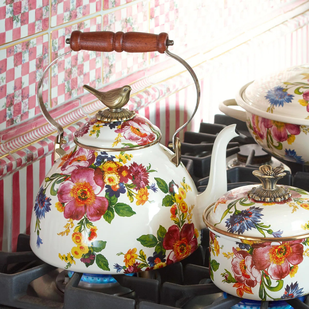 Flower Market 3 Quart Tea Kettle with Bird | Wayfair North America