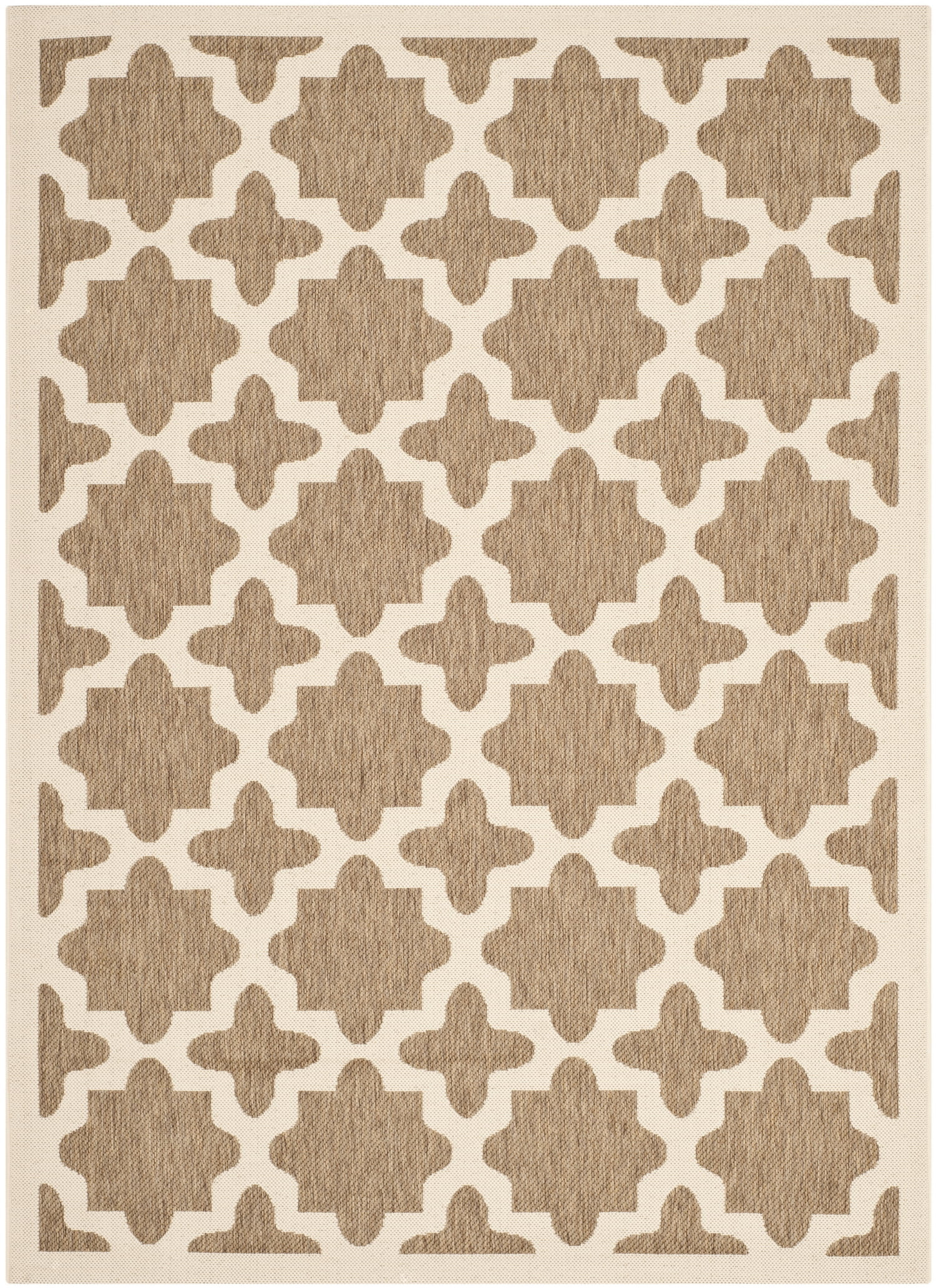 SAFAVIEH Courtyard Amanda Geometric Indoor/Outdoor Area Rug, 5'3" x 7'7", Brown/Bone | Walmart (US)