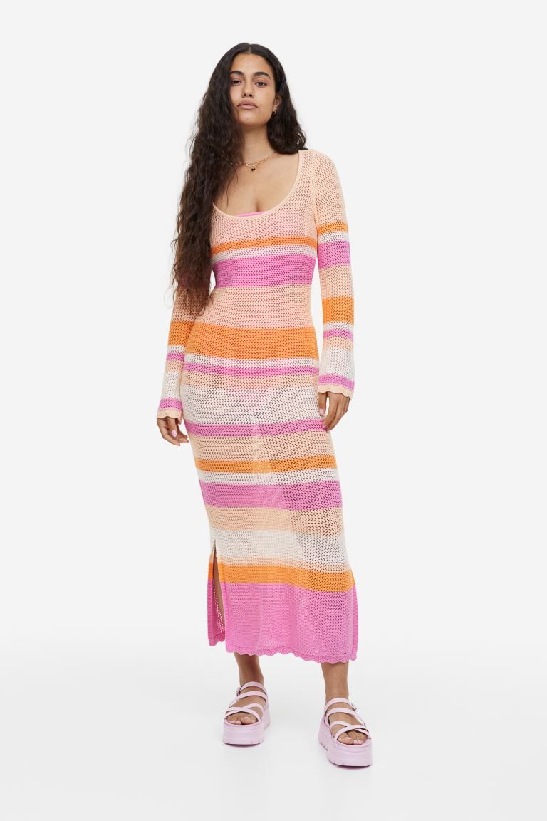 Tie-detail Hole-knit Dress | H&M (US + CA)