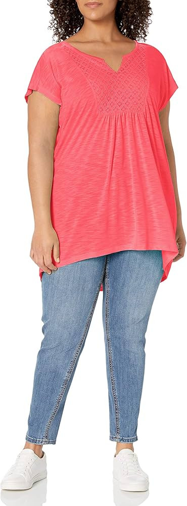 Just My Size Women's Plus-Size Slub Crochet Bib Tunic | Amazon (US)