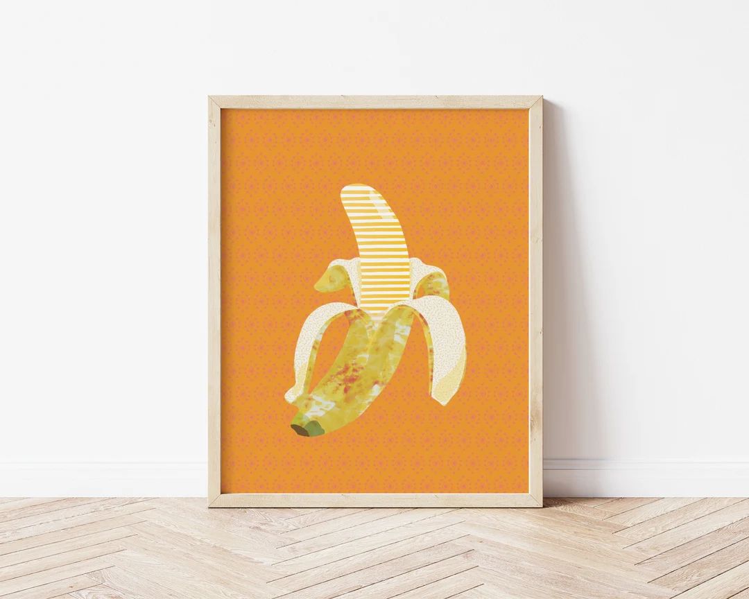 Banana Illustration / Printable Wall Art / Vibrant Fruit Art / - Etsy | Etsy (US)