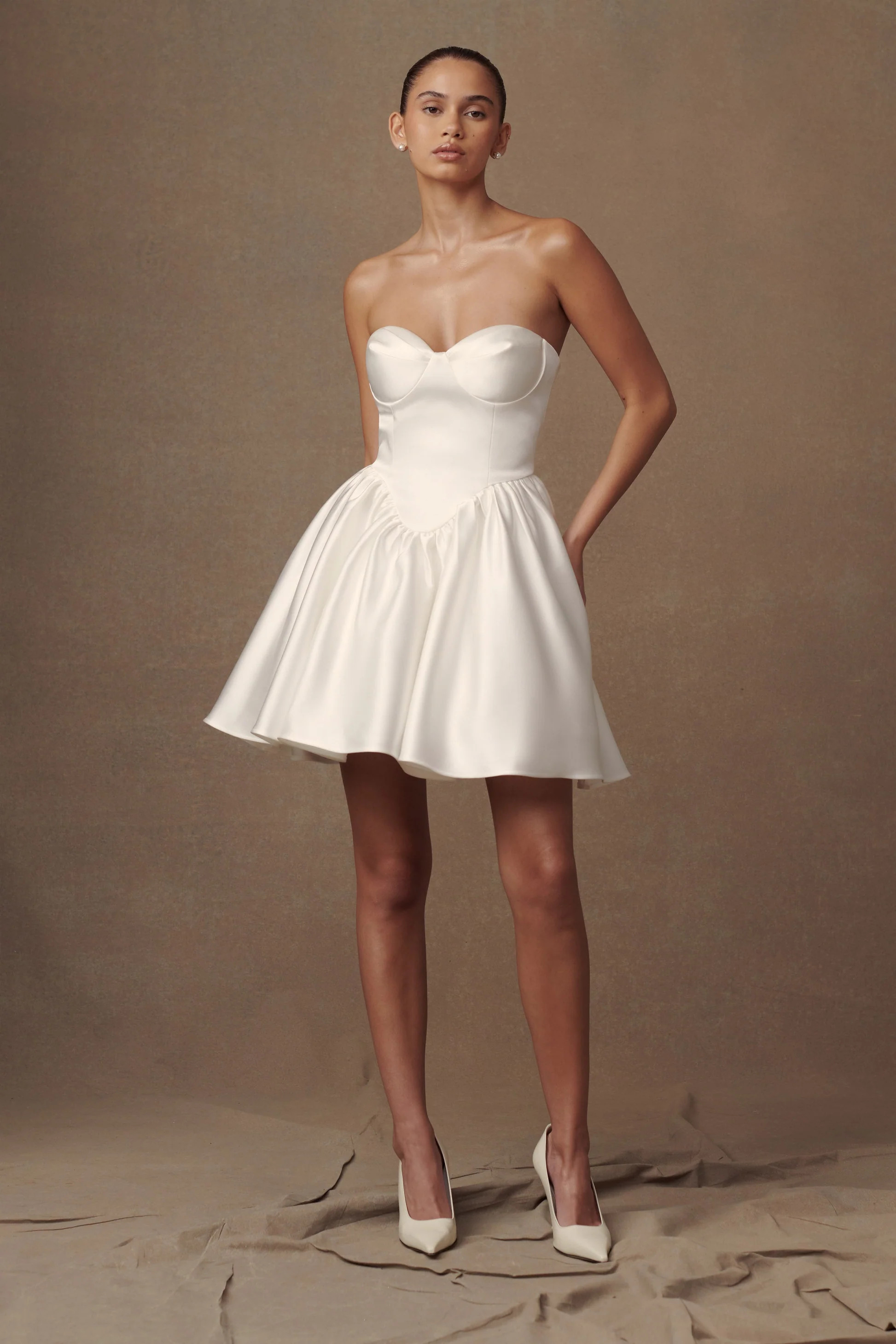 Structured Corset Mini Dress - White | MESHKI US