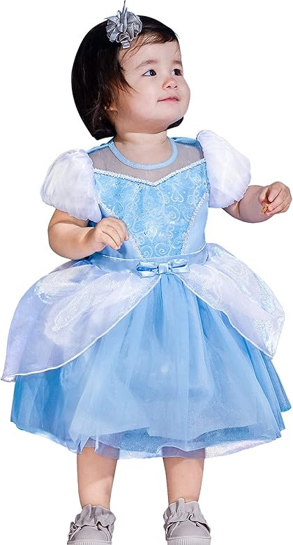 Baby Girl Princess Costume Blue, Toddler Fancy Dress up Clothes Cotton Romper for Birthday Hallow... | Amazon (US)
