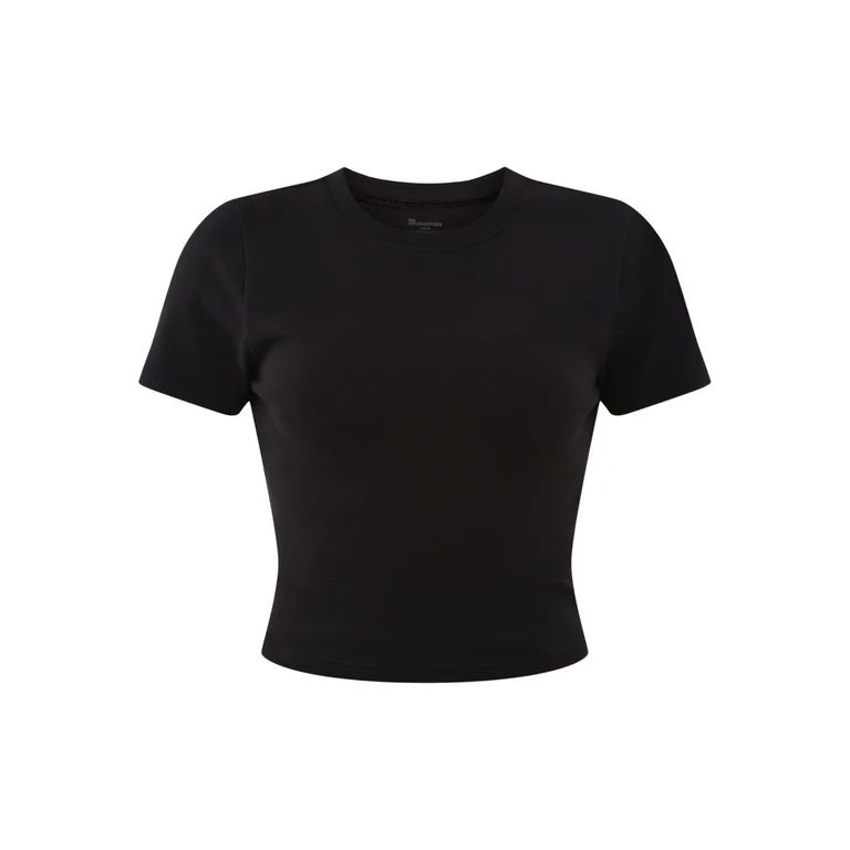 No Boundaries Cropped Cotton Tee with Short Sleeves, Women’s | Walmart (US)