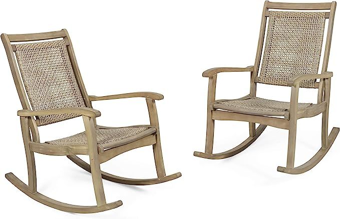 Christopher Knight Home 313135 Pearsall Outdoor Rustic Wicker Rocking Chair, Light Brown, Light M... | Amazon (US)