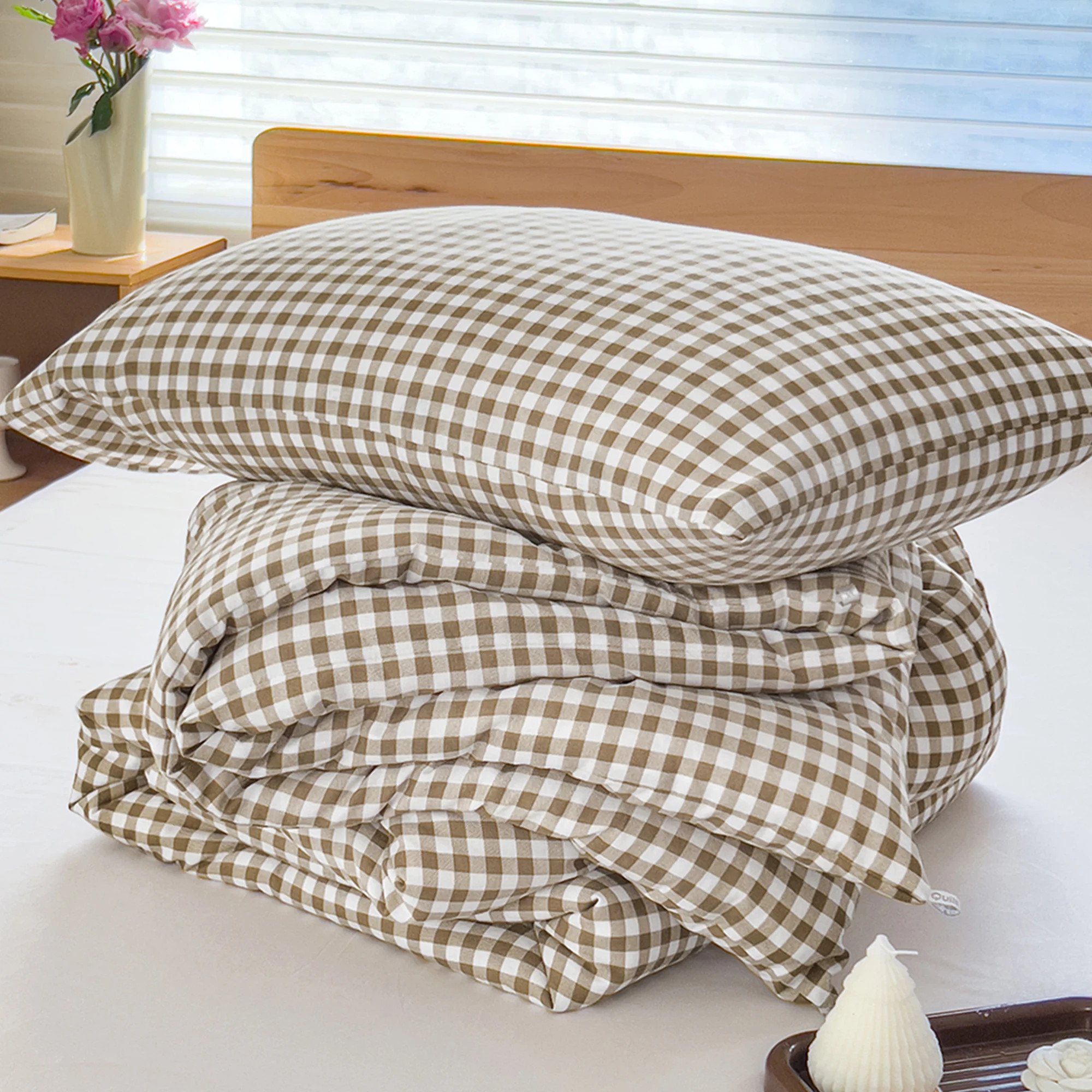 Gingham Comforter Set, Pre-Washed Microfiber Ultra-Soft Plaid Grid Comforter Set | Wayfair North America
