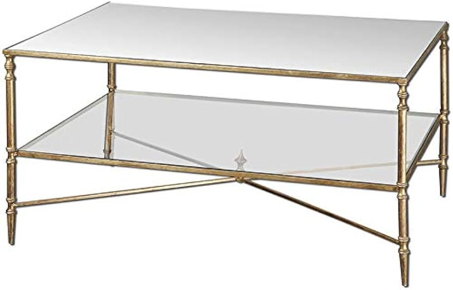 Uttermost Henzler Mirrored Glass Coffee Table, Gold Leaf Finish | Amazon (US)