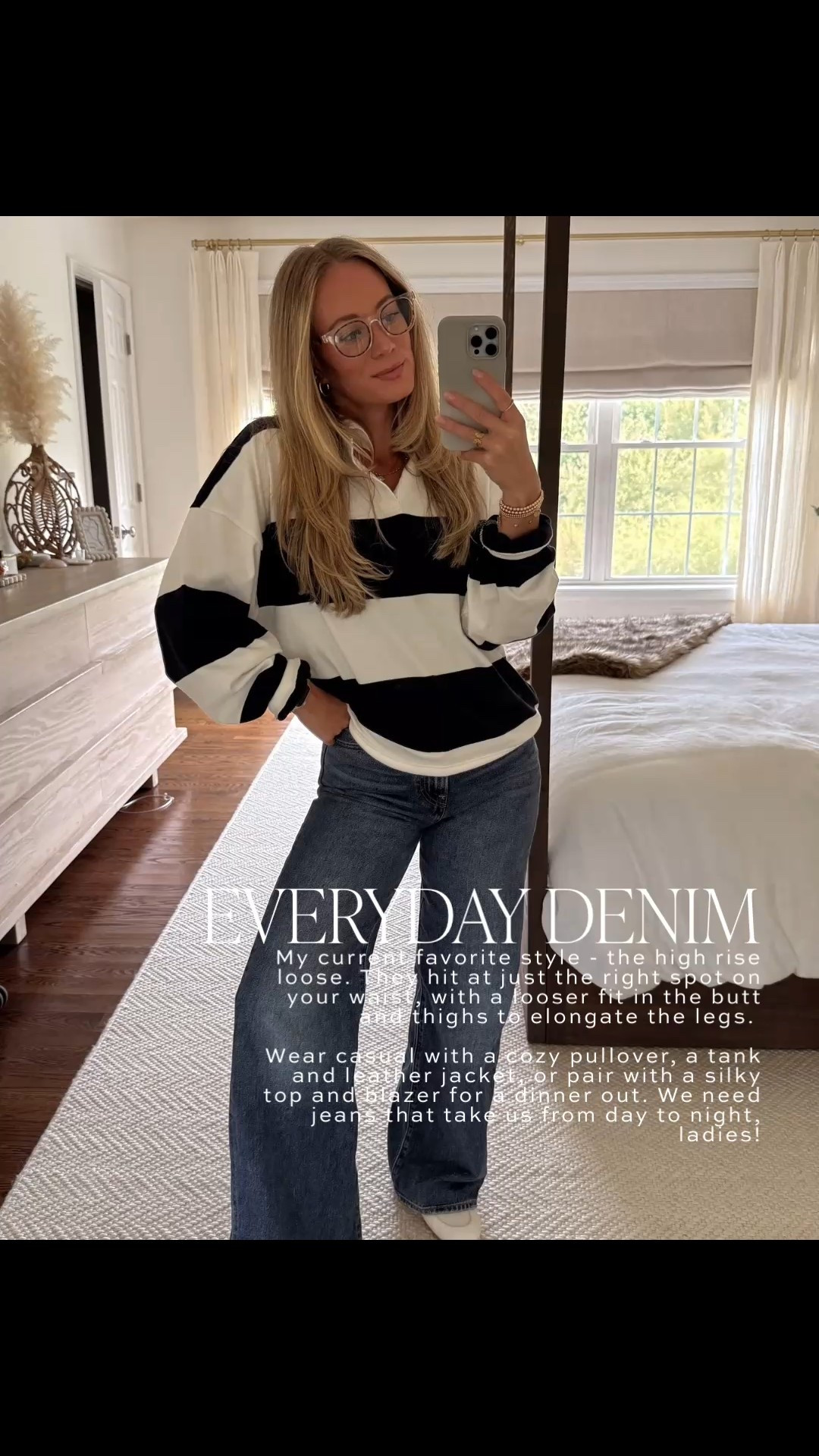 The Abercrombie High Rise Loose Jeans are my current favorite everyday denim. They sit perfectly at the waist with a relaxed fit through the leg that still feels flattering and easy to style. Casual with sneakers and a knit, or dressed up with a blazer for dinner - the kind of jeans that work from day to night.

Abercrombie High Rise Loose Jeans, high rise loose jeans women, loose fit denim women, relaxed straight leg jeans, high waisted jeans women, everyday denim women, casual fall outfit, capsule wardrobe denim, flattering high rise jeans, day to night outfit women, 90s inspired jeans

#LTKSeasonal #LTKgrwm #LTKootd