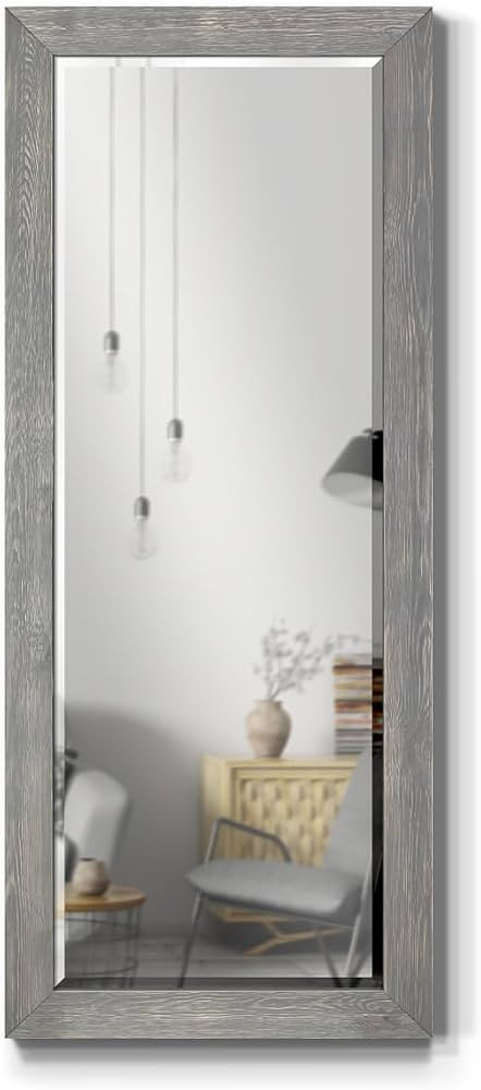Renditions Gallery Rustic Barnwood Full Length Rectangular Framed Wall Mirror-Grey, 25X61 | Amazon (US)