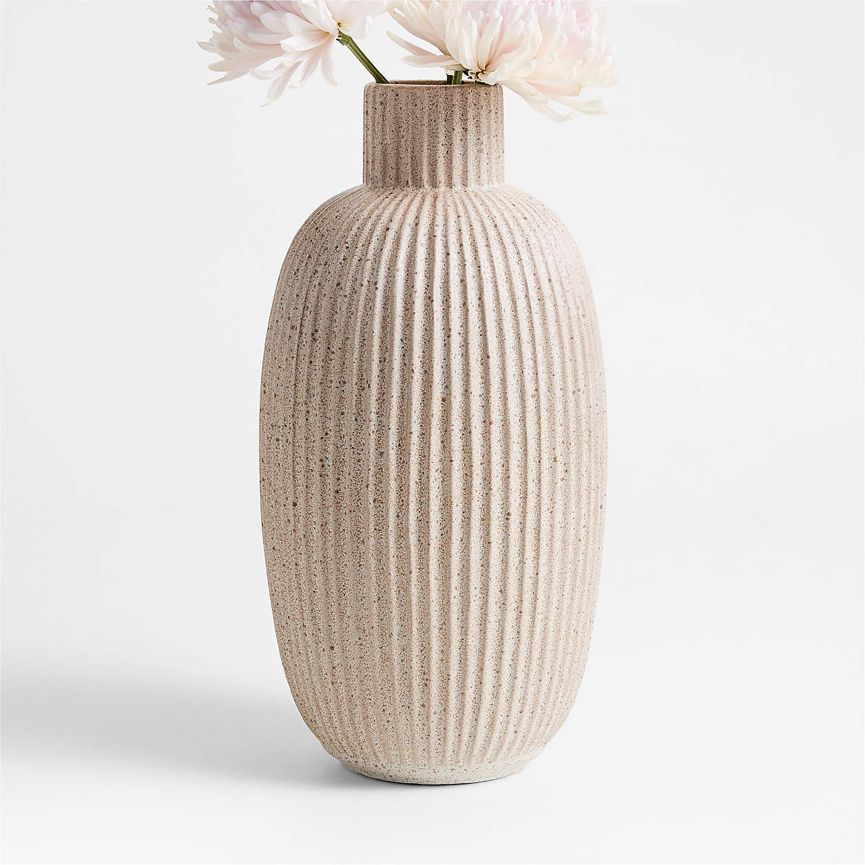Blanca Tall Beige Ribbed Ceramic Vase 16" by Brigette Romanek + Reviews | Crate & Barrel | Crate & Barrel